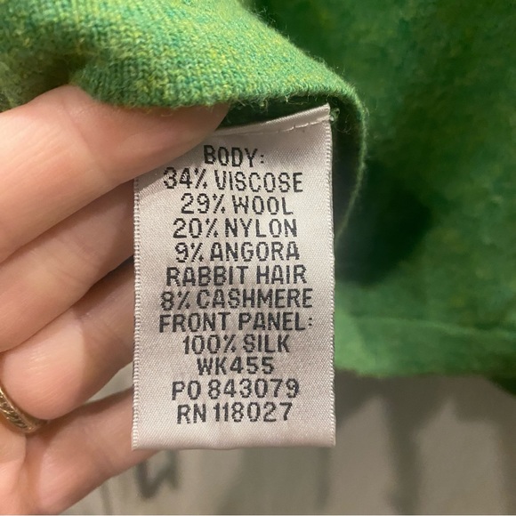 Women’s Boden Apple Green Cardy with Silk Rose inlay front panels UK size 14 - Picture 3 of 7